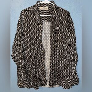 Cotton Mill 2XL Black & Cream Geometric Button-Up